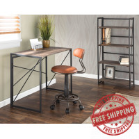 Lumisource OC-SWFT AN+MBN Swift Industrial Task Chair in Antique Metal and Brown Faux Leather 